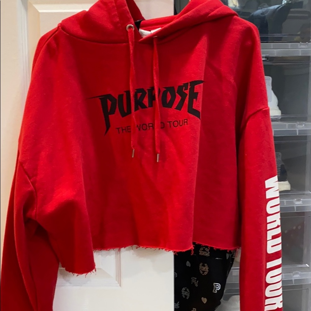 Justin Bieber purpose tour crop hoodie